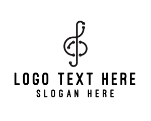 Black And White - Modern Musical Note Segment logo design