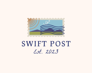 Post - Retro Letter Stamp logo design