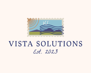 Vista - Retro Letter Stamp logo design