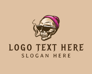 Sunglasses - Skull Smoking Cigarette logo design
