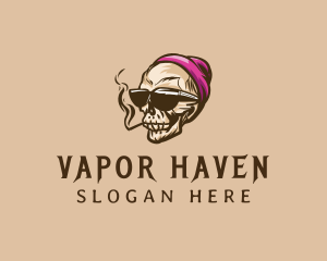 Skull Smoking Cigarette logo design