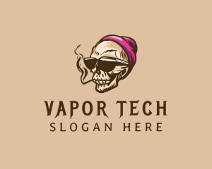 Vapor - Skull Smoking Cigarette logo design