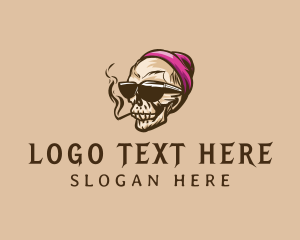 Skull Smoking Cigarette Logo