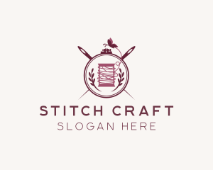 Butterfly Thread Embroidery Frame logo design