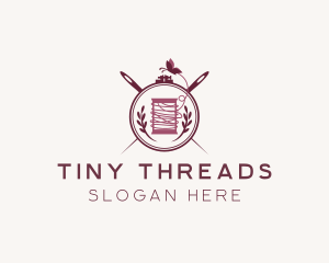 Butterfly Thread Embroidery Frame logo design