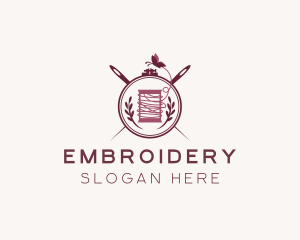 Butterfly Thread Embroidery Frame logo design