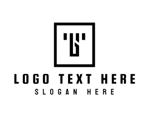Hh - Simple Abstract Square logo design