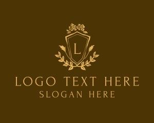 Leaf - Gold Fashion Royal Shield logo design