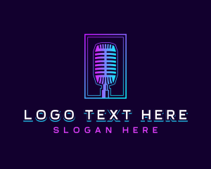 Record - Microphone Broadcast Podcast logo design