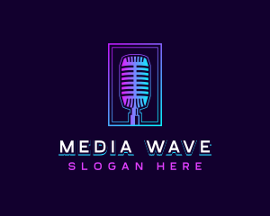 Broadcast - Microphone Broadcast Podcast logo design