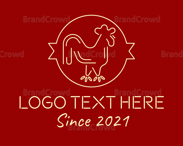 Red Yellow Chicken Rooster Logo