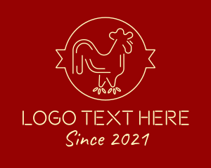 White - Red Yellow Chicken Rooster logo design