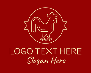 Red Yellow Chicken Rooster Logo