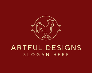 Red Yellow Chicken Rooster logo design