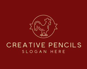 Red Yellow Chicken Rooster logo design