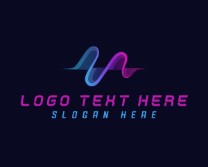 Gradient - Wave Tech Digital logo design