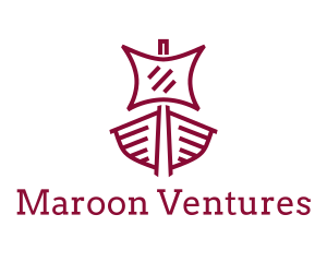 Maroon - Sail Viking Ship logo design