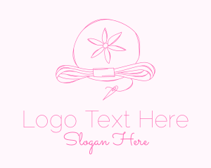 Embroidery - Pink Flower Needle Thread logo design