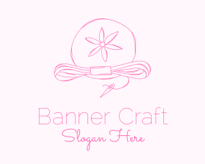 Pink Flower Needle Thread logo design