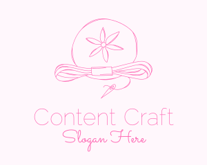 Pink Flower Needle Thread logo design