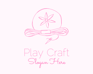 Pink Flower Needle Thread logo design