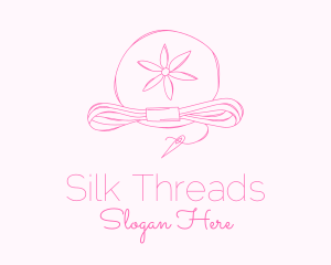 Pink Flower Needle Thread logo design