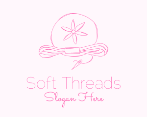 Pink Flower Needle Thread logo design