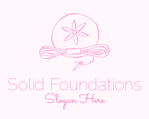 Embroidery - Pink Flower Needle Thread logo design