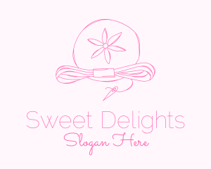 Pink Flower Needle Thread logo design