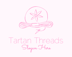 Pink Flower Needle Thread logo design