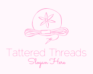 Pink Flower Needle Thread logo design