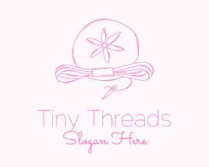 Pink Flower Needle Thread logo design