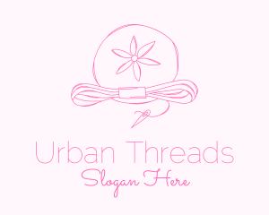 Pink Flower Needle Thread logo design