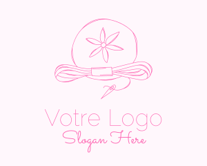Embroidery - Pink Flower Needle Thread logo design