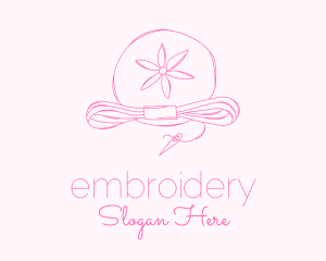 Pink Flower Needle Thread logo design