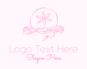 Needlecraft - Pink Flower Needle Thread logo design