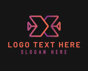 Direction - Gradient Tech Arrows Letter X logo design