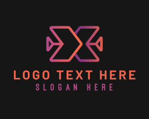 Gradient Tech Arrows Letter X Logo