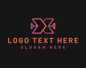 Digital - Gradient Tech Arrows Letter X logo design