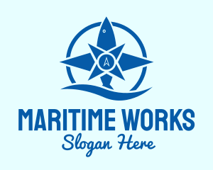 Marine Fishing Compass logo design