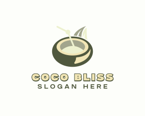 Coconut Juice Straw logo design