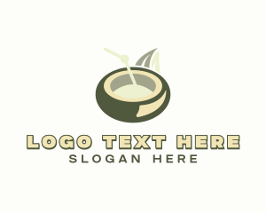 Coconut Oil - Coconut Juice Straw logo design