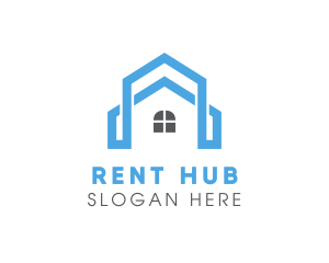 Rent - Blue Stroke House logo design