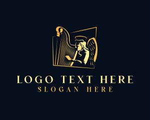 Composer - Angel Harp Instrument logo design