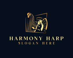 Harp - Angel Harp Instrument logo design