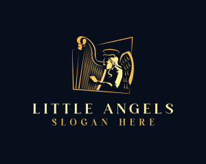 Angel Harp Instrument logo design