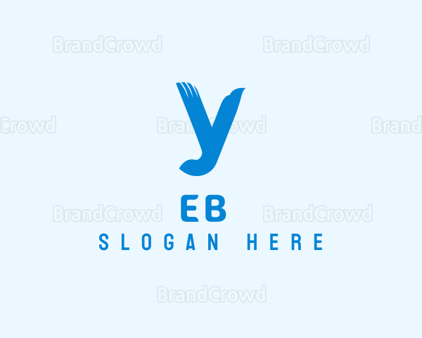 Blue Eagle Bird Letter Y Logo