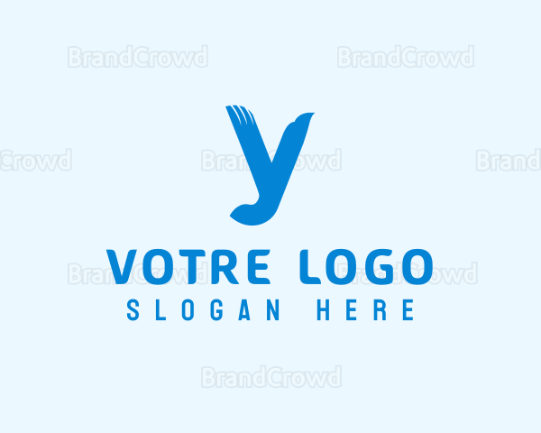 Blue Eagle Bird Letter Y Logo