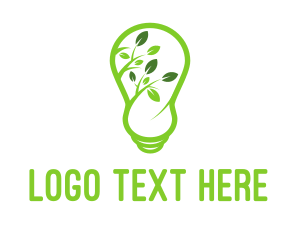 Lamp - Leaves Branch Bulb logo design