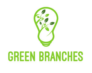 Leaves Branch Bulb logo design